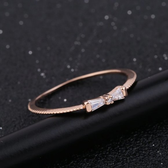 LiveChicStyle Jewelry - NEW Diamond Bowtie Rose Gold Ring